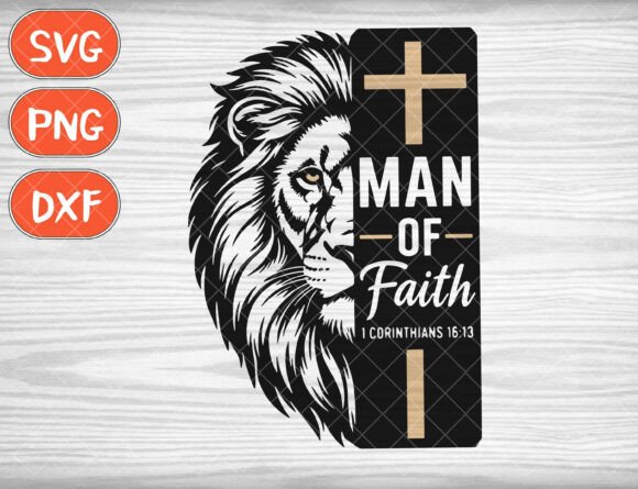 Lion Man of Faith SVG: Christian Brand Graphics for T-Shirt Designs & Local Business Branding