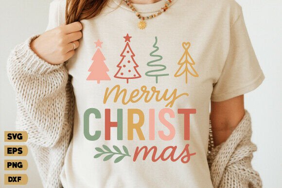 Retro Christian Merry Christmas Svg for T-Shirt Designs & Brand Graphics